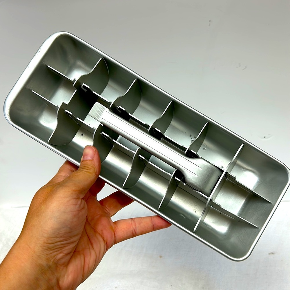 Mid Century Modern aluminum ice cube tray/ makes 18 cubes